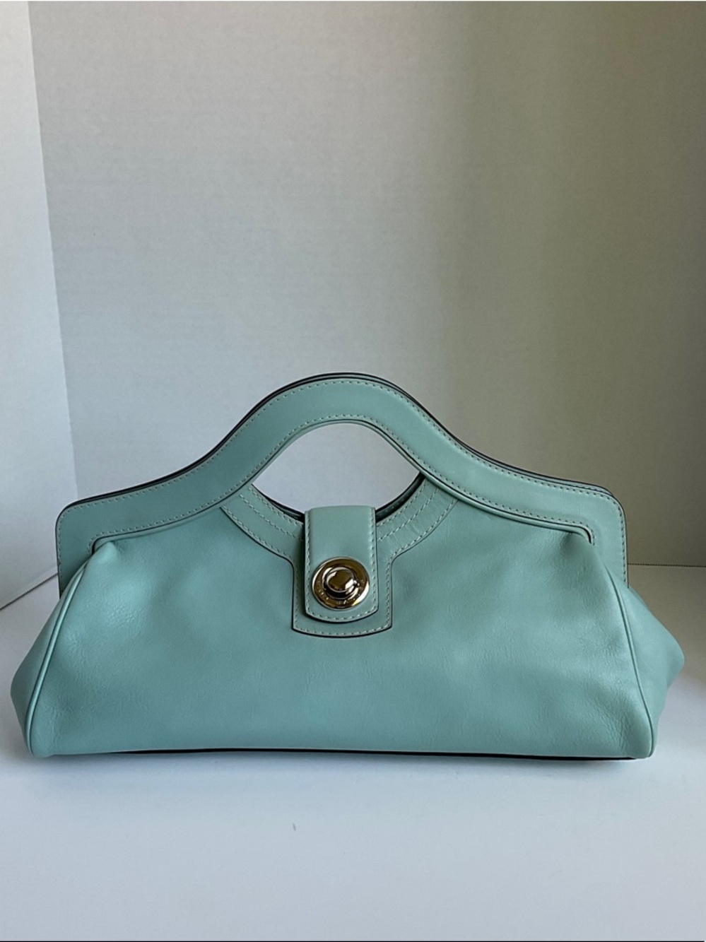 Marc Jacobs Mint aqua blue hand bag Clutch with Gold Hardware